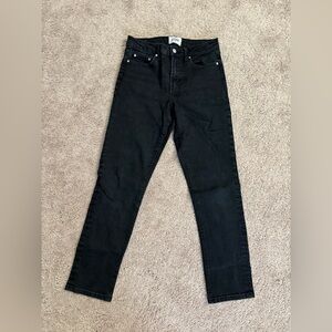 Zara Jeans Women size 26 Black Straight High Waist Denim Authentic Trf Pants